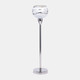 17854-02#Glass, 19" Votive Holder W/ Stand, White/silver