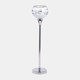 17854-02#Glass, 19" Votive Holder W/ Stand, White/silver