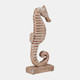 17667-02#Wood, 13"h Seahorse, Rustic White