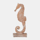 17667-02#Wood, 13"h Seahorse, Rustic White