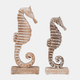 17667-02#Wood, 13"h Seahorse, Rustic White