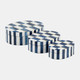 17808-02#Resin,s/3 6/7/9"checkered Pttrn Oval Boxes,wht/ble