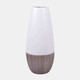 17860-01#Cer, 9"h 2-tone Vase, Creme/white