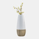 17860-02#Cer, 13"h 2-tone Vase, Creme/white