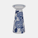 17863-01#Porc,8"h Chinoiserie Candle Holder,blue/wht