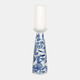 17863-02#Porc,12"h Chinoiserie Candle Holder,blue/wht