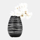 17883#Cer, 8"h Tribal Vase, Black/white