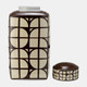 17898-01#Cer, 18"h Square Jar W/ Lid, Java/cotton