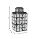 17898-04#Cer, 16"h Square Jar W/ Lid, Black/white