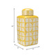17898-05#Cer, 18"h Square Jar W/ Lid, Yellow/cotton