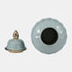 17899-01#Cer, 20"h Rope Temple Jar, Blue/gold