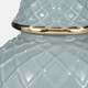 17899-02#Cer, 14"h Rope Temple Jar, Blue/gold