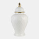 17899-03#Cer, 20"h Rope Temple Jar, White/gold
