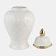 17899-03#Cer, 20"h Rope Temple Jar, White/gold
