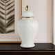 17899-03#Cer, 20"h Rope Temple Jar, White/gold