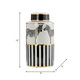 17901-01#Cer, 16"h Zebra Jar W/ Lid, White/gold