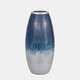 15202-05#Glass,18"h Vase W/metal Rim, Blue/wht Ombre
