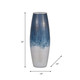 15202-06#Glass,24"h Vase W/metal Rim, Blue/wht Ombre