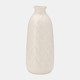 17930-05#Cer, 12" Plaid Textured Vase, Beige