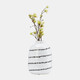 17937-01#Cer, 9"h Spiral Dot Flower Vase, White/black