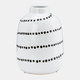 17937-01#Cer, 9"h Spiral Dot Flower Vase, White/black