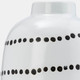 17937-01#Cer, 9"h Spiral Dot Flower Vase, White/black