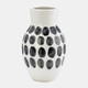 17938-01#Cer, 10"h Blk Polk-a-dot Flower Vase, White