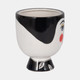 17939#Cer, 7"h Frida Face Flower Vase, Blk/wht