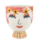 17940#Cer, 7"h  Pretty Eyelash Flower Vase, Pnk/wht