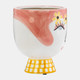 17940#Cer, 7"h  Pretty Eyelash Flower Vase, Pnk/wht