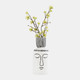 17942#Cer, 11"h Sleeping Man Flower Vase, Wht/blk