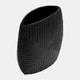 17964-01#Metal, 10"h Ribbed Vase, Matte Black