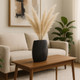 17964-01#Metal, 10"h Ribbed Vase, Matte Black