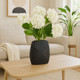 17964-01#Metal, 10"h Ribbed Vase, Matte Black