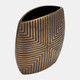 17964-03#Metal, 10"h Ribbed Vase, Brass Antique