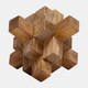 17966#Wood, 6"  Geometric Orb, Natural