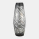 17980-03#Glass, 20"h Swirl Vase, Black