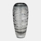 17986#Glass, 13"h Veined Vase, Smoke