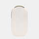 17994-01#Cer, 9" Oval Ridged Vase, White