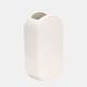 17994-01#Cer, 9" Oval Ridged Vase, White