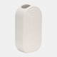 17994-02#Cer, 11" Oval Ridged Vase, White