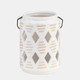 17998-01#Cer, 6"h Diamond Cut Out Lantern, Ivory