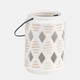 17998-01#Cer, 6"h Diamond Cut Out Lantern, Ivory