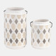 17998-01#Cer, 6"h Diamond Cut Out Lantern, Ivory