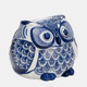 17999-01#Cer, 5"h Chinoiserie Owl, Blue/white