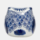 17999-01#Cer, 5"h Chinoiserie Owl, Blue/white