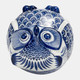 17999-01#Cer, 5"h Chinoiserie Owl, Blue/white