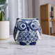 17999-01#Cer, 5"h Chinoiserie Owl, Blue/white
