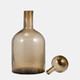 18002-01#Glass, 17" Bottle W/ Stopper Taupe