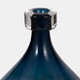 18013-02#Glass, 11" Dimple Vase Blue